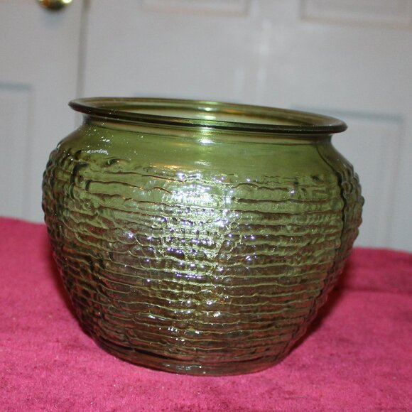 Vintage Avocado Green Texture Glass Vase/Planter National Potteries Cleveland - Picture 1 of 3